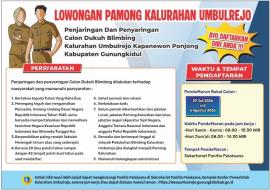 PEMERINTAH KALURAHAN UMBULREJO AKAN MELAKSANAKAN PENJARINGAN DAN PENYARINGAN CALON DUKUH BLIMBING
